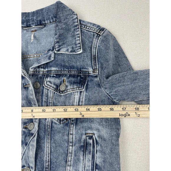 Free People Women's X-Small Distressed Trucker Jean‎ Jacket Button Distressed - Picture 3 of 8
